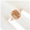 Image 3 : NEW 14k Rose Gold 3.13 ctw Emerald Cut Morganite Solitaire Twisted Wire Work Rin