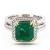 3.77 ctw Emerald and 0.53 ctw Diamond 18K White and Yellow Gold Ring