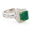 Image 2 : 3.77 ctw Emerald and 0.53 ctw Diamond 18K White and Yellow Gold Ring