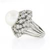 Image 6 : Large Vintage Handmade Platinum 14mm Pearl w/ 6.57 ctw Diamond Wire Work Dome Ri