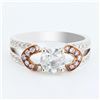 Image 1 : 1.00 ctw CENTER Diamond 18K White and Rose Gold Ring (1.41 ctw Diamonds)