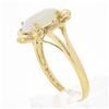 Image 7 : 14k Yellow Gold Oval Cabochon Australian Opal w/ Diamond & Scalloped Frame Ring