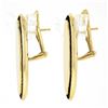 Image 3 : Vintage 14K Gold Polished Elongated Oval w/ Garnet Channel Frame Drop Earrings