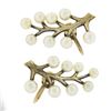 Image 4 : Vintage Retro 14K Gold Cultured Pearl Leaf Branch Climber Screw Back Earrings