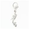 Image 4 : 14k White Gold.15 ctw Diamond High Heel Shoe Dangle Lobster Clasp Charm Pendant
