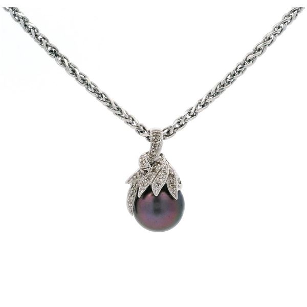 14kt WG Diamond Pearl Pendant and chain