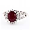 Image 1 : 2.90 ctw AFRICAN Ruby and 0.86 ctw Diamond Platinum Ring (GIA CERTIFIED)