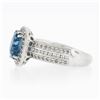 Image 6 : Platinum 3.58 ctw Cushion Aquamarine w/ Diamond Halo & Accents Mil grain Work Ri
