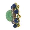 Image 2 : Handmade Solid Gold GIA Carved Emerald Lapis Ruby Diamond Floral Pin Brooch