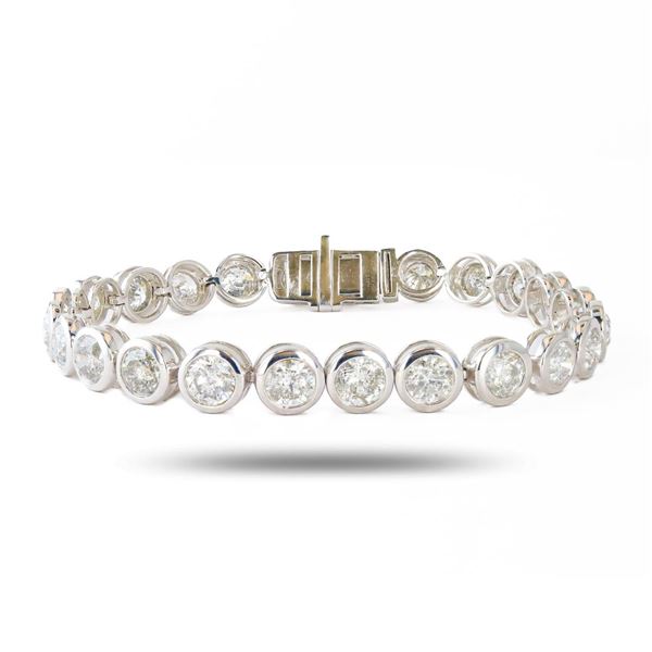 13.09 ctw G to I COLOR SI3 to I1 CLARITY Diamond Platinum Tennis Bracelet