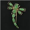 Image 5 : Vintage 10K Yellow Gold Cabochon Jade Open Work Dragonfly Large Pin Brooch