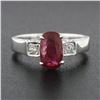 Image 4 : Vintage 18k Gold 1.62 ctw GIA Oval Ruby & Round Diamond Accent Engagement Ring