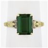 Image 9 : Vintage 10K Yellow Gold 2.64 ctw Emerald Cut Green Tourmaline Solitaire Band Rin