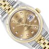 Image 1 : Rolex Mens Two Tone Sapphire Quickset Champagne Diamond Dial Datejust With Rolex