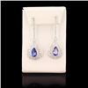 Image 1 : 6.74 ctw Tanzanite and 3.35 ctw Diamond 14K White Gold Dangle Earrings