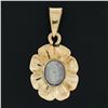 Image 2 : Vintage 14k Gold Oval Cabochon Bezel Set Jelly Opal Scalloped Pendant Charm