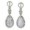 18k White Gold 12.5 ctw Pear Purple Amethyst w/ Diamond Fancy Drop Dangle Earrin