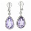 Image 5 : 18k White Gold 12.5 ctw Pear Purple Amethyst w/ Diamond Fancy Drop Dangle Earrin