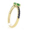 New 14k Gold Colombian Emerald & Sapphire Sideways Engagement Stack Band Ring