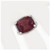 Image 5 : 14k Gold 13.75 ctw GIA Cushion Purple Pink Tourmaline Diamond Halo Cocktail Ring