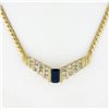 Image 2 : 17 14k Gold 1.65 ctw Sapphire & Diamond Channel Chevron V Fancy Chain Necklace
