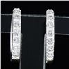 Image 2 : NEW 14k White Gold 0.28 ctw Pave Round Diamond 12.3mm Petite Huggie Hoop Earring
