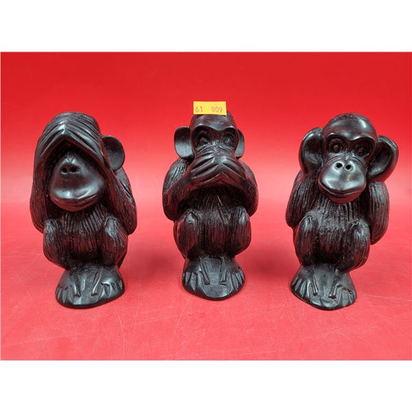 Three Wise Monkeys Resin Statues (See No Evil, Hear No Evil, Speak No Evil)