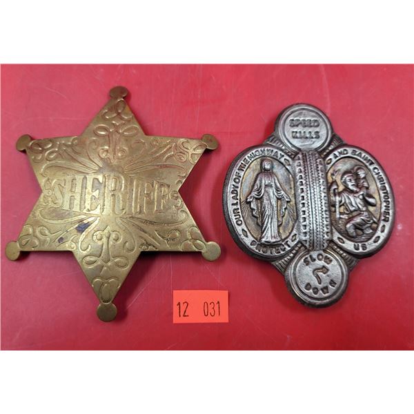 Sheriff Badge & Religious Speed Kills Car Visor Clip