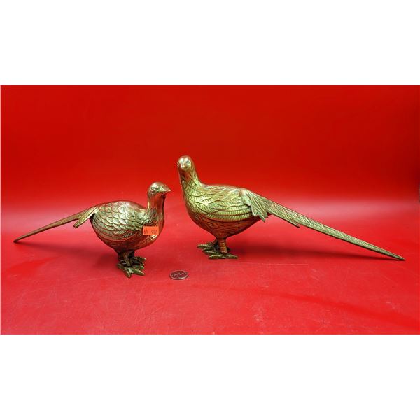 2 VTG Brass Pheasant Figurines