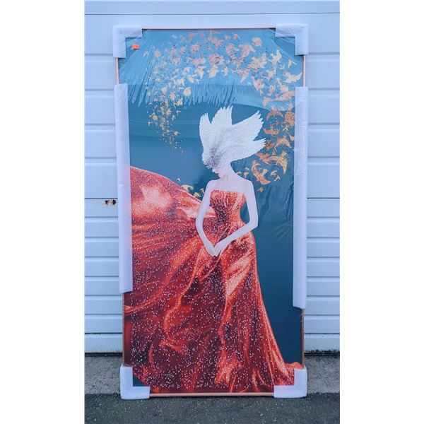 New Large Framed Woman in Gown Rhinestone Art