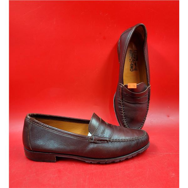 Pair of Ferragamo Leather Loafers Made in Italy