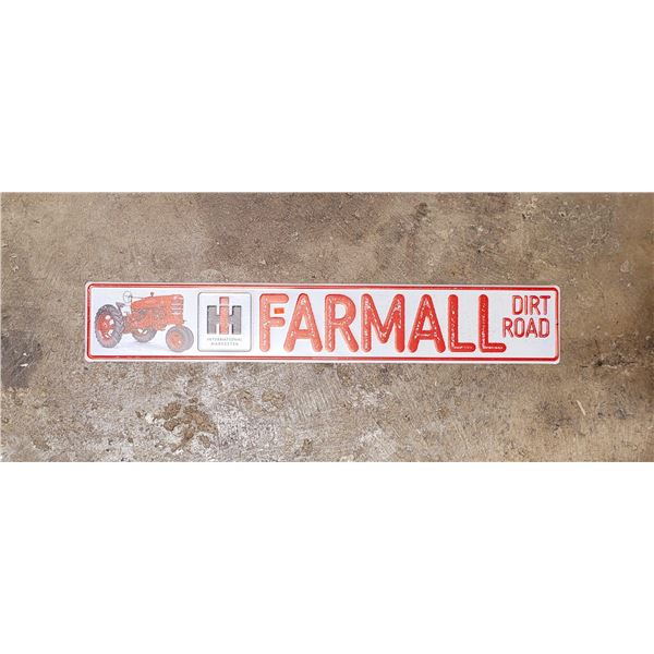 Embossed Tin International Harvester Farmall Dirt Road Sign