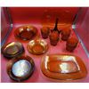 Lot of Assorted Duralex Amber Glassware w/ Serving Platters, Plates, Cups, & More