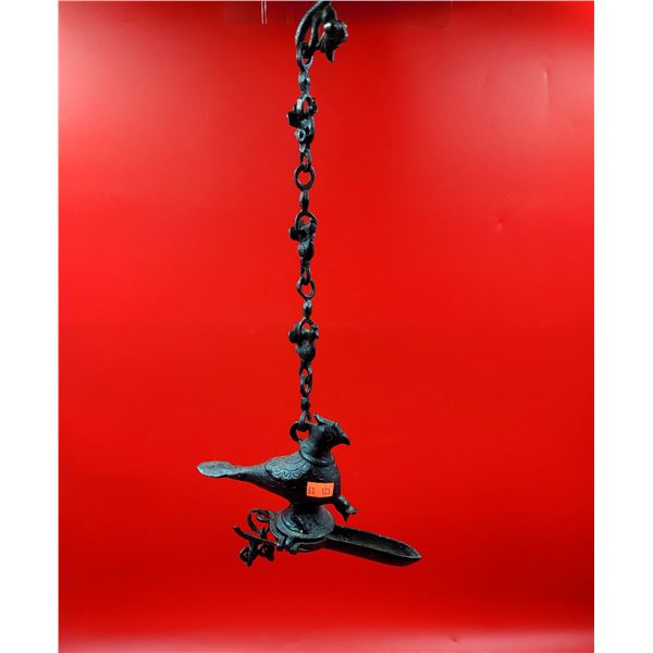 Antique Hanging Bronze/Brass Oil Lamp