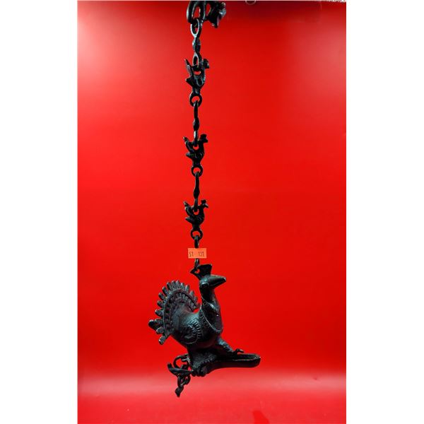 Antique Hanging Bronze/Brass Peacock Oil Lamp
