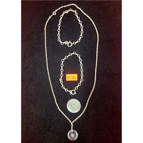 2 Sterling Bracelets & Sterling Necklace