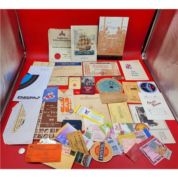 Lot of 1940s-1970s Menus, Manuals, Certificates, & More