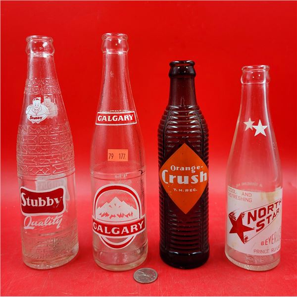 4 VTG Glass Soda/Pop Bottles