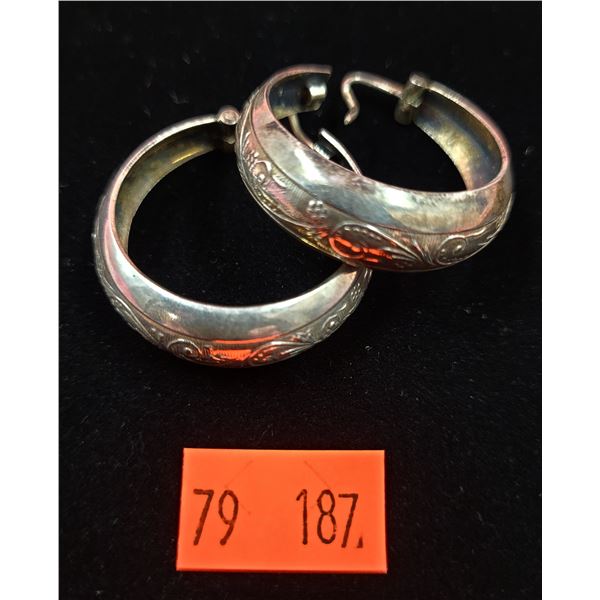 Pair of Marked .800 Silver Hoop Earrings