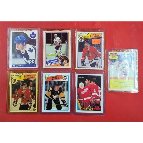 7 Hockey Cards w/ Larmer, Oates, Coffey, Iafrate, & More
