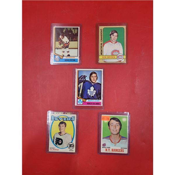 5 VTG Hockey Cards w/ Park, Clarke, Potvin, & More