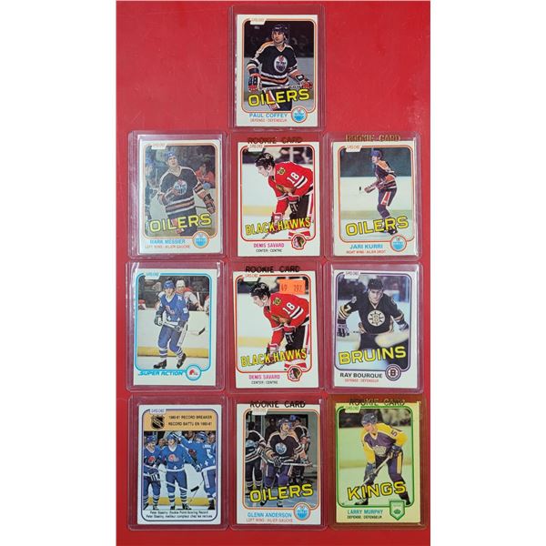 10 Hockey Cards w/ Anderson, Bourque, Kurri, Murphy, & More
