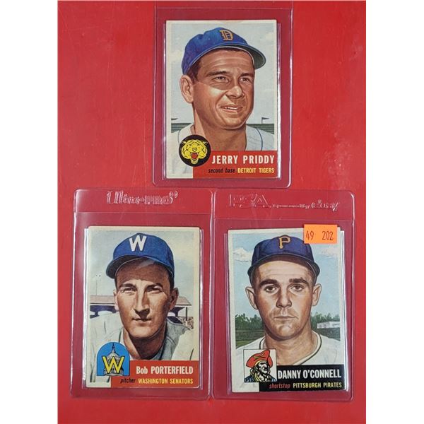 3 VTG Baseball Cards (Priddy, Porterfield, & O'Connell)