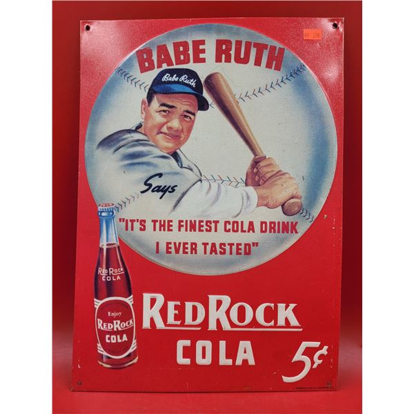 Embossed Tin Babe Ruth Red Rock Cola Sign