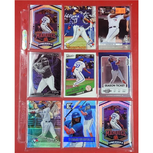 Sheet of Assorted Vladimir Guerrero Jr. Baseball Cards