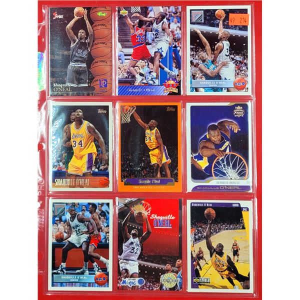 Sheet of Assorted Shaquille O'Neal Basketball Cards