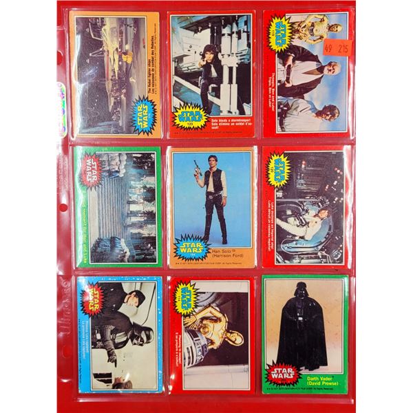 Sheet of Assorted Star Wars Trading Cards (Darth Vader, Han Solo, etc.)