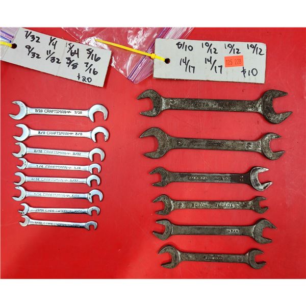 Lot of Assorted Toyota Open-End Wrenches & Craftsman Open-End Ignition Wrenches