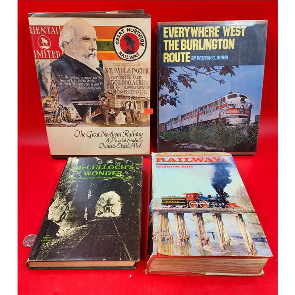 4 VTG Railway Books w/ Story of Kettle Valley Railway, Great Northern Railway, & More