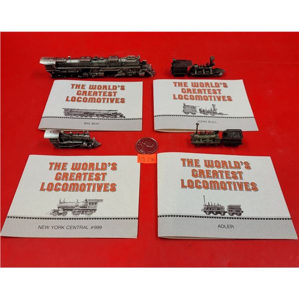 4 Franklin Mint "The World's Greatest Locomotives" Pewter Trains (John Bull, Big Boy, etc.)